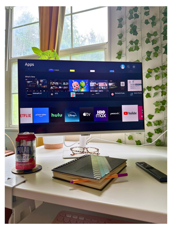 Samsung M5 smart monitor on desktop