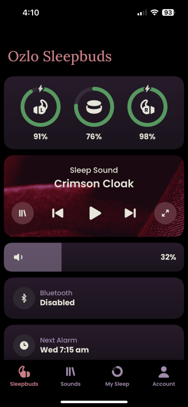 main page of Ozlo app