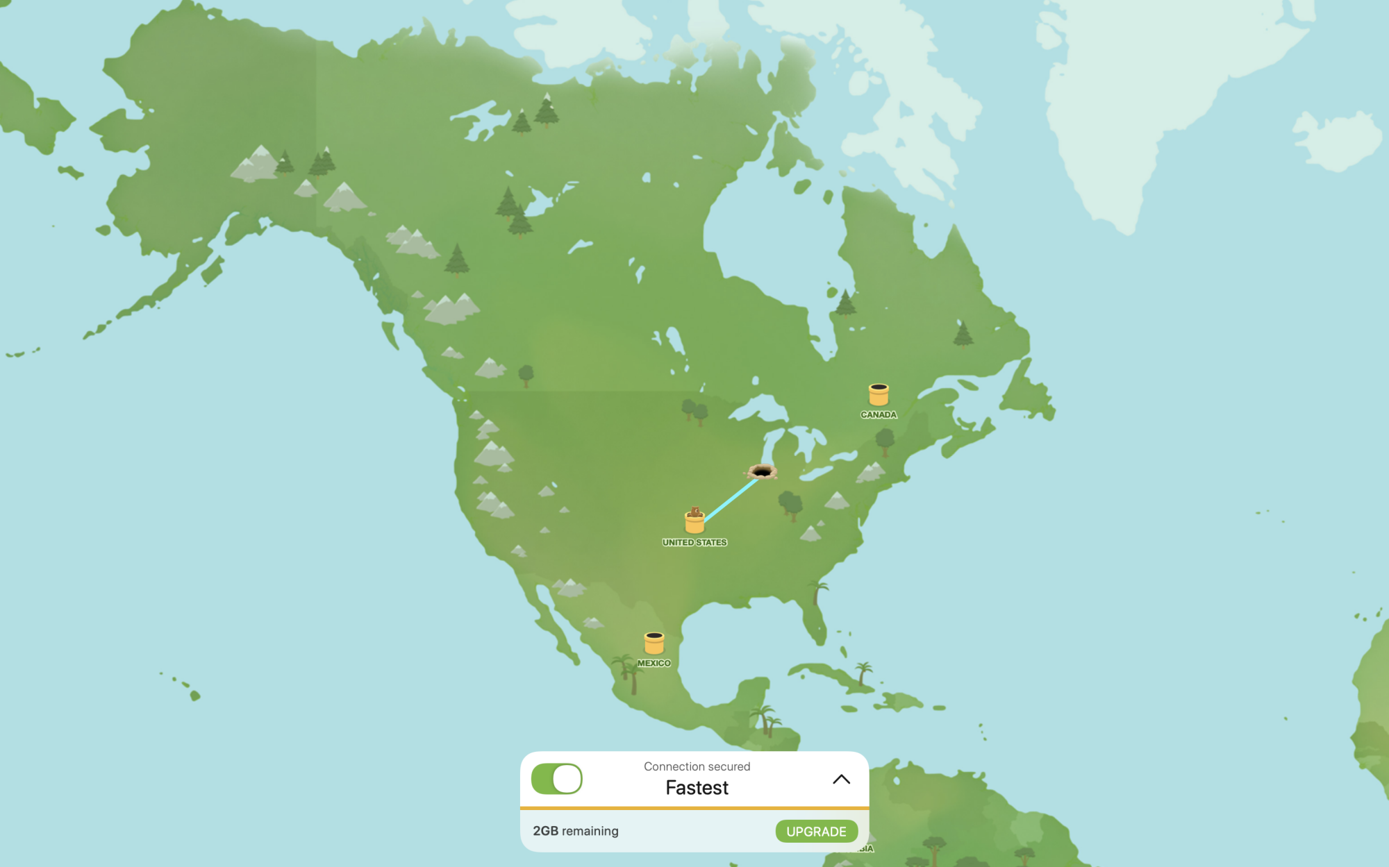 a screenshot of the tunnelbear mac app
