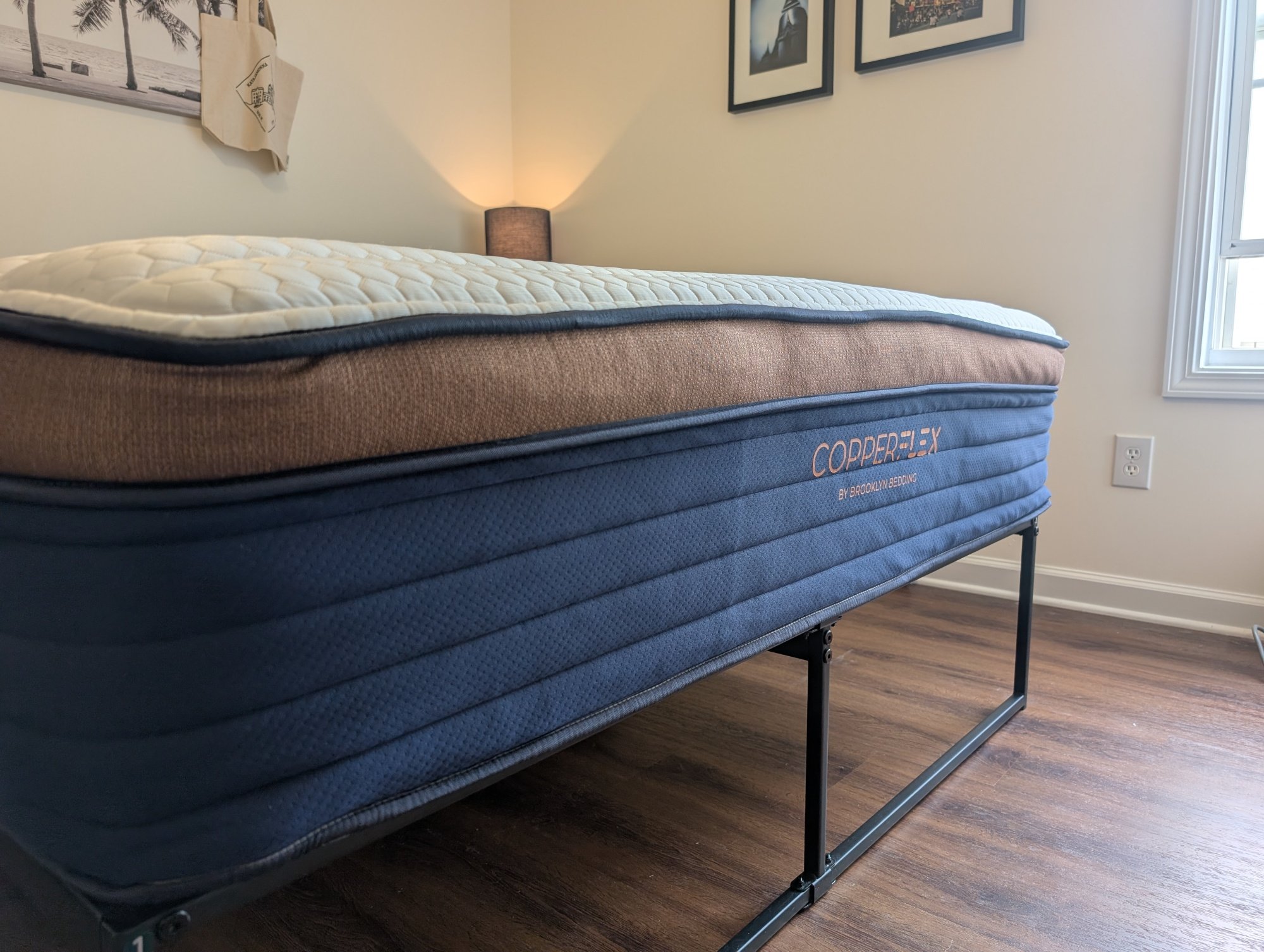 looking at the foot of the Brooklyn bedding copperflex pro mattress