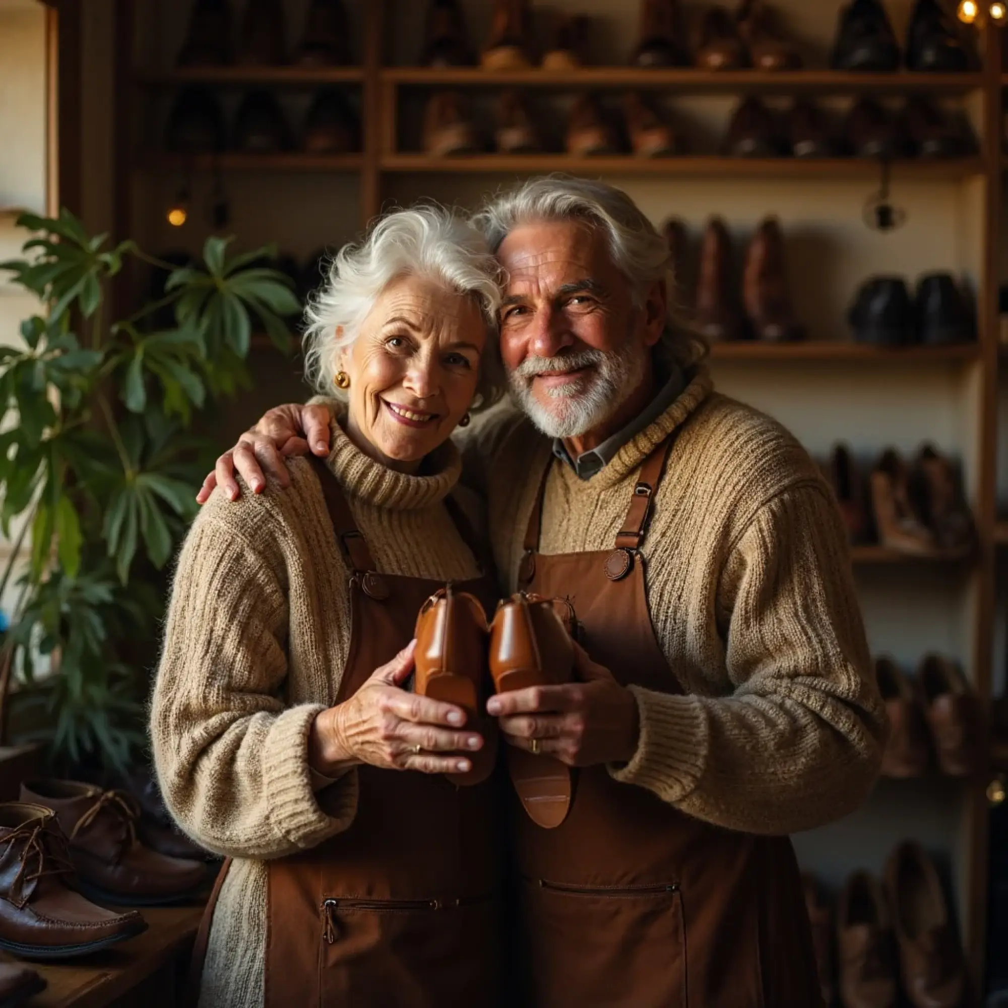 ai-generated images from tanner shoes website of old couple holding shoes