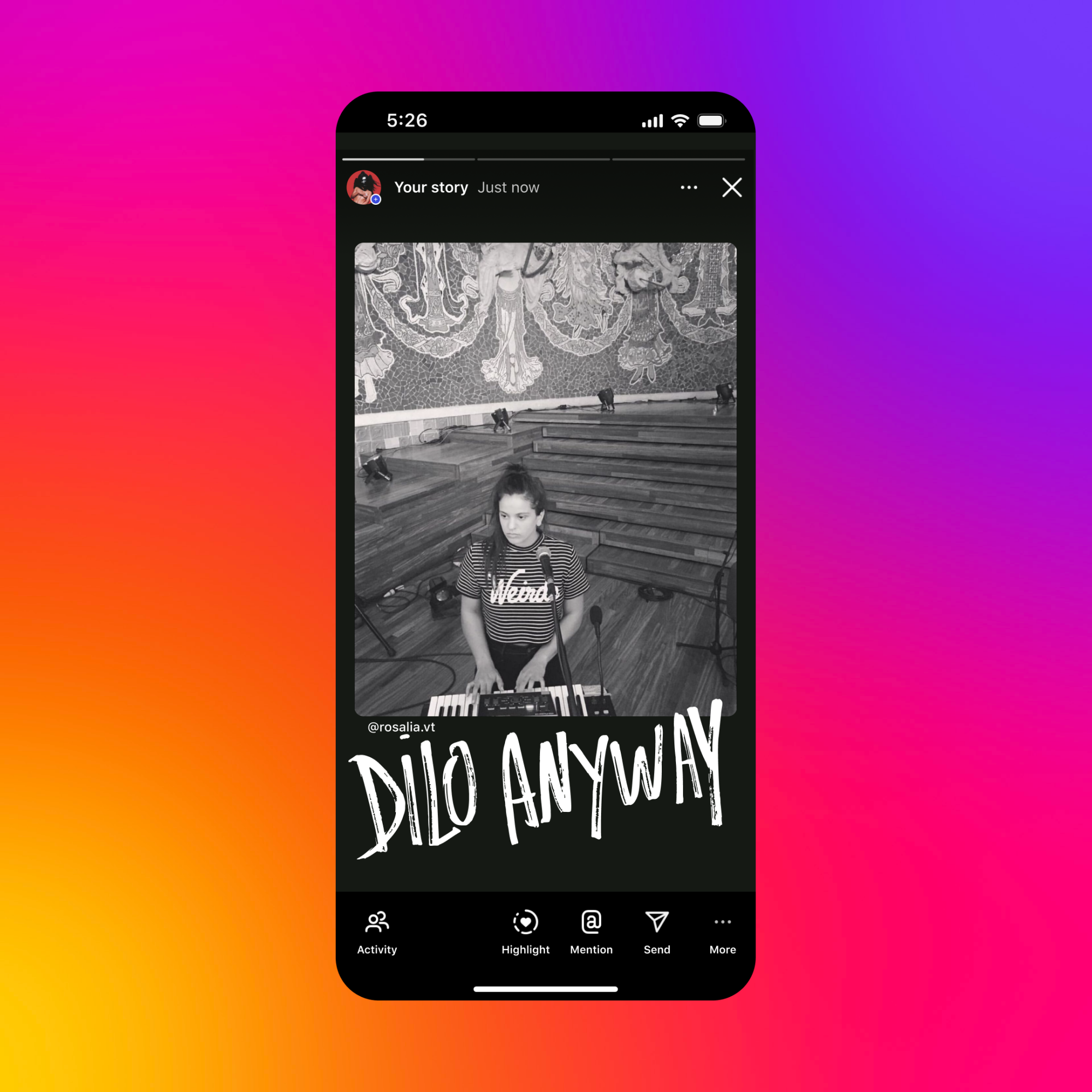 New Instagram font for Stories and Reels inspired by Rosalía's handwriting