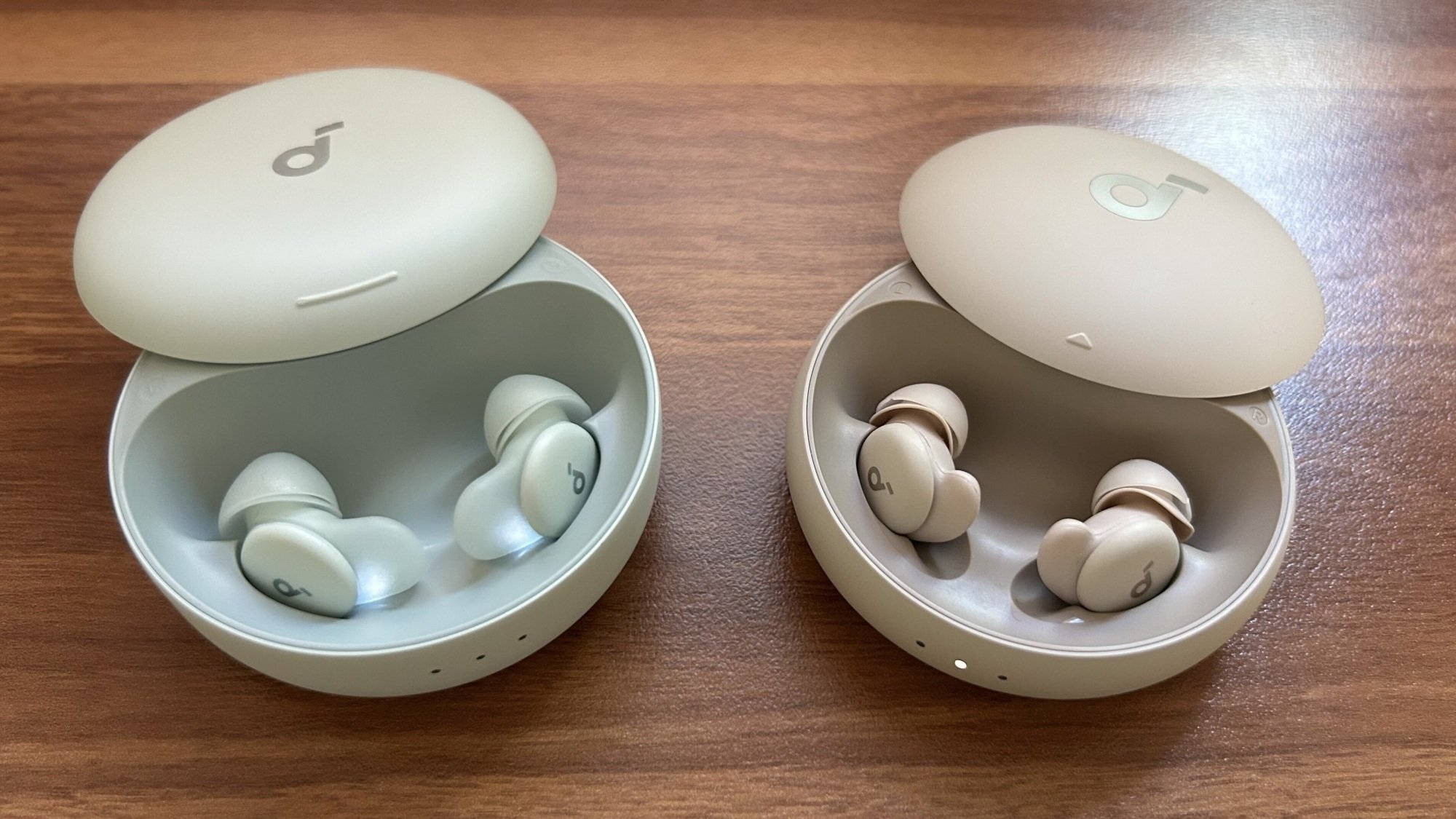 mint soundcore sleep a30 earbuds and cream soundcore sleep a20 earbuds