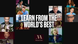 Masterclass advertisement featuring photos of celebrities teaching online courses