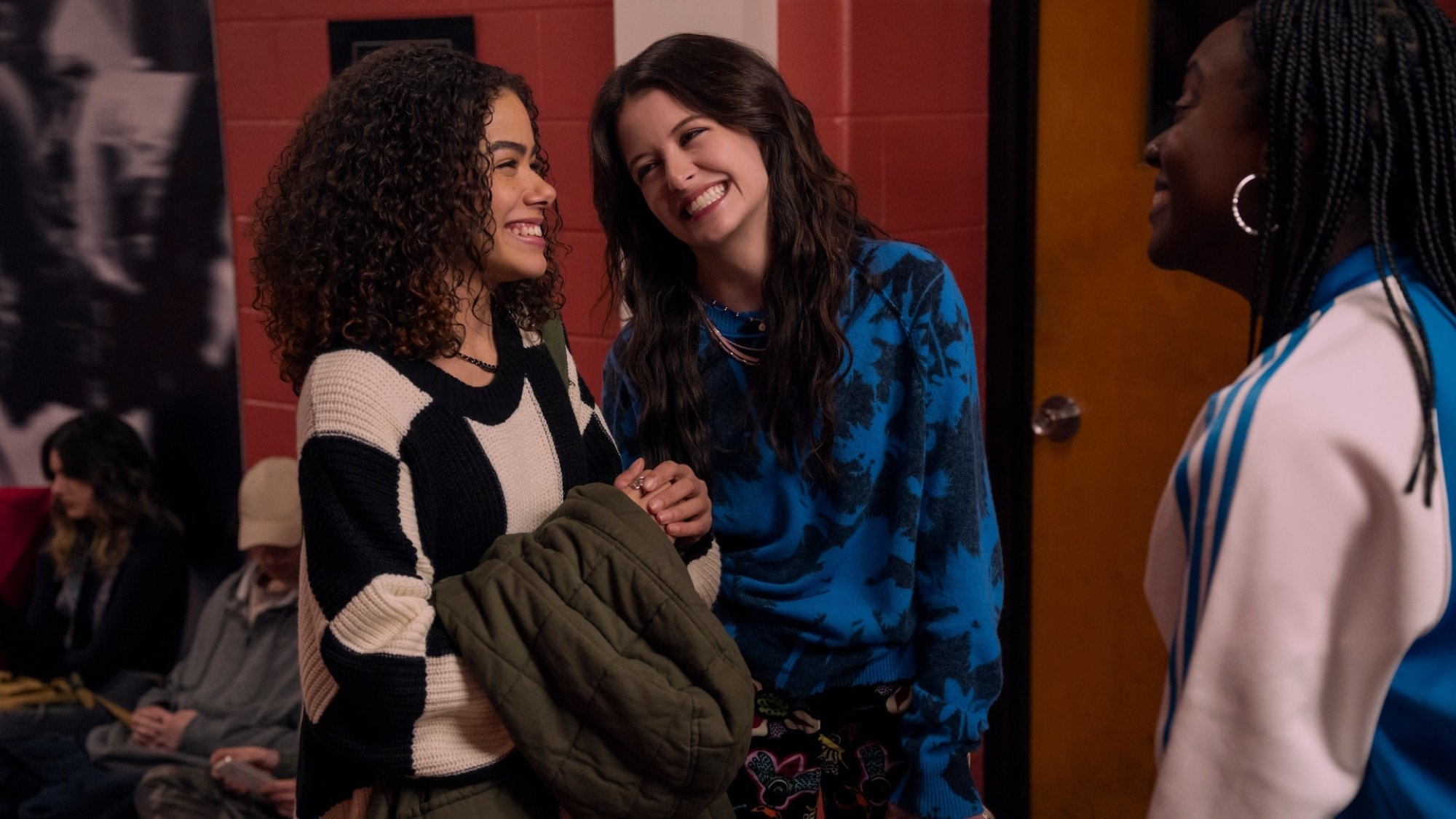 Antonia Gentry as Ginny, Sara Waisglass as Maxine, and Tameka Griffiths as Braccia Charles in "Ginny and Georgia."